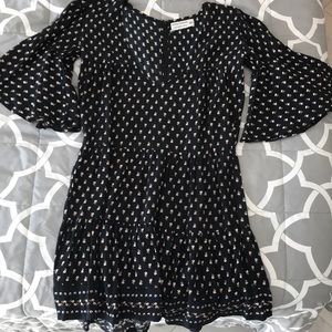 Faithfull The Brand x Anthropologie Black Floral Flounce Dress Size S (US 4)
